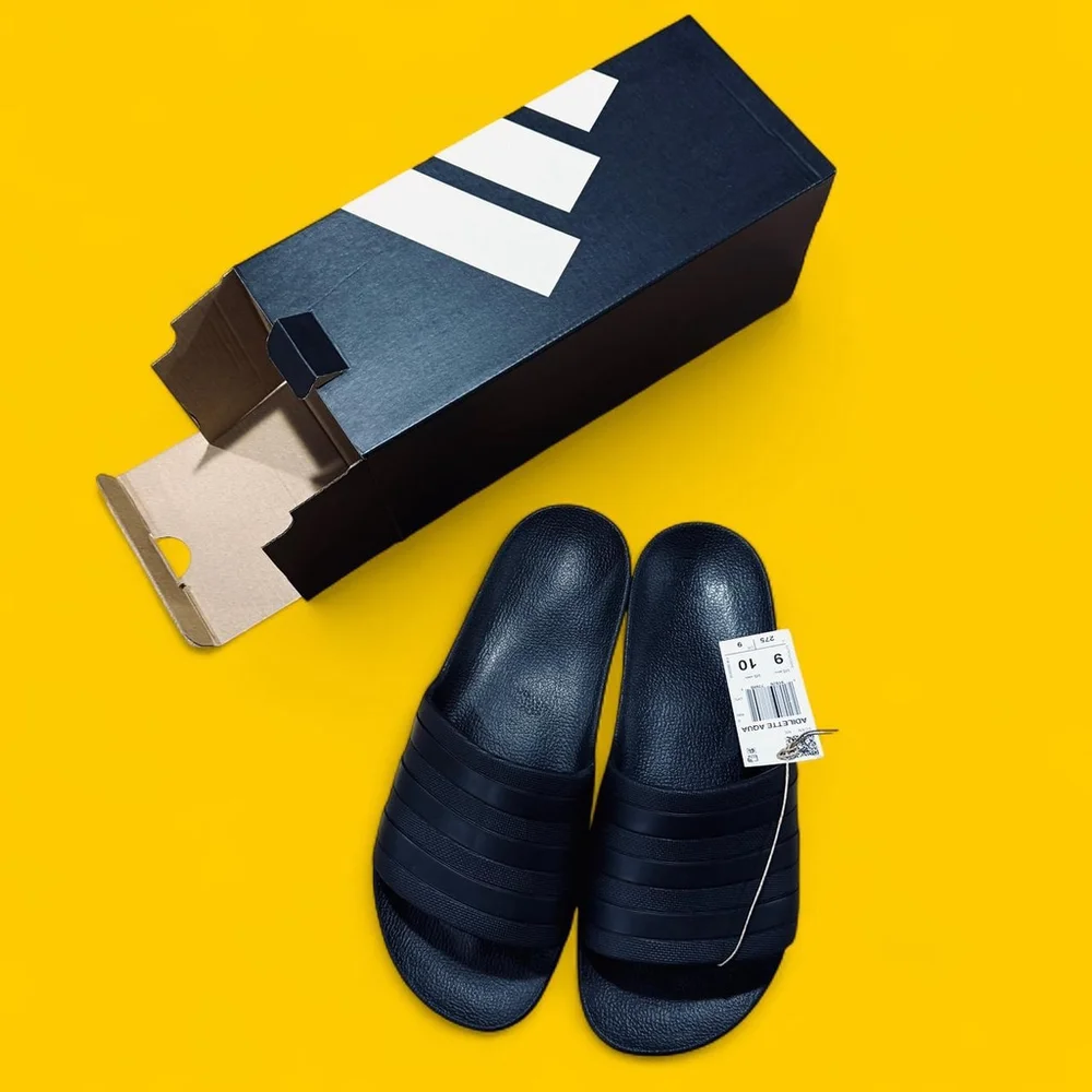Black Adidas Adilette Aqua Slide Sandals Men’s 9